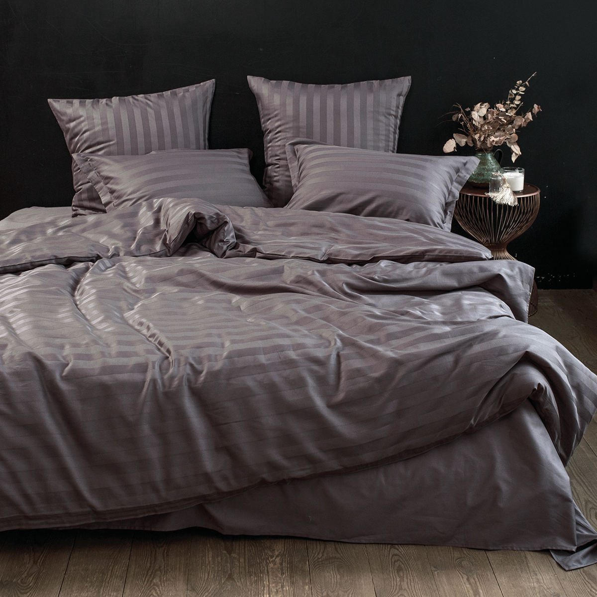 Постельное бельё Страйп-сатин | ПОСТЕЛЬНОЕ БЕЛЬЕ СТРАЙП-САТИН ГРАФИТОВЫЙ